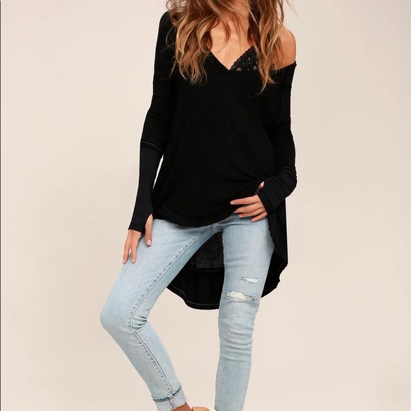 Free People | Black North Shore Thermal | S - Picture 1 of 16